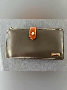 ANDOILT Womens Genuine Leather,RFID Blocking,Credit Card Holder,Zipper,Brown